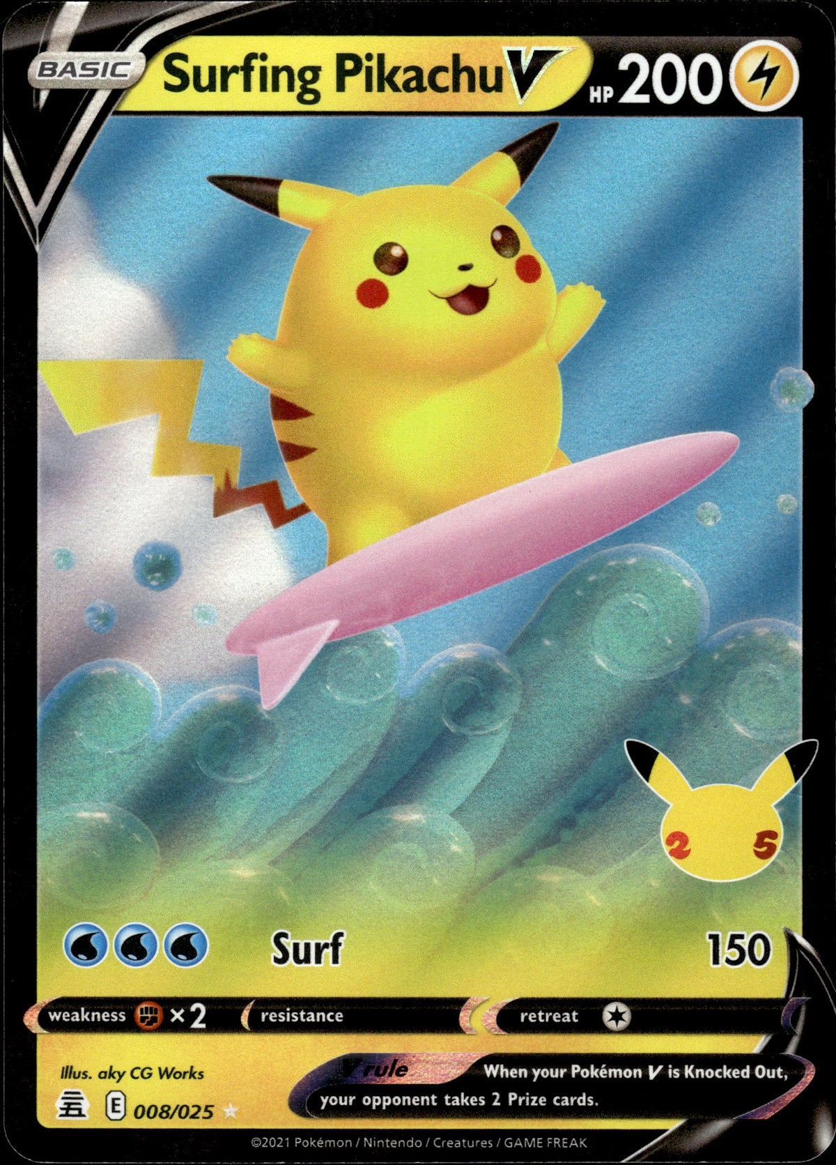 Surfing Pikachu V - Celebrations 008/025 - Pokemon
