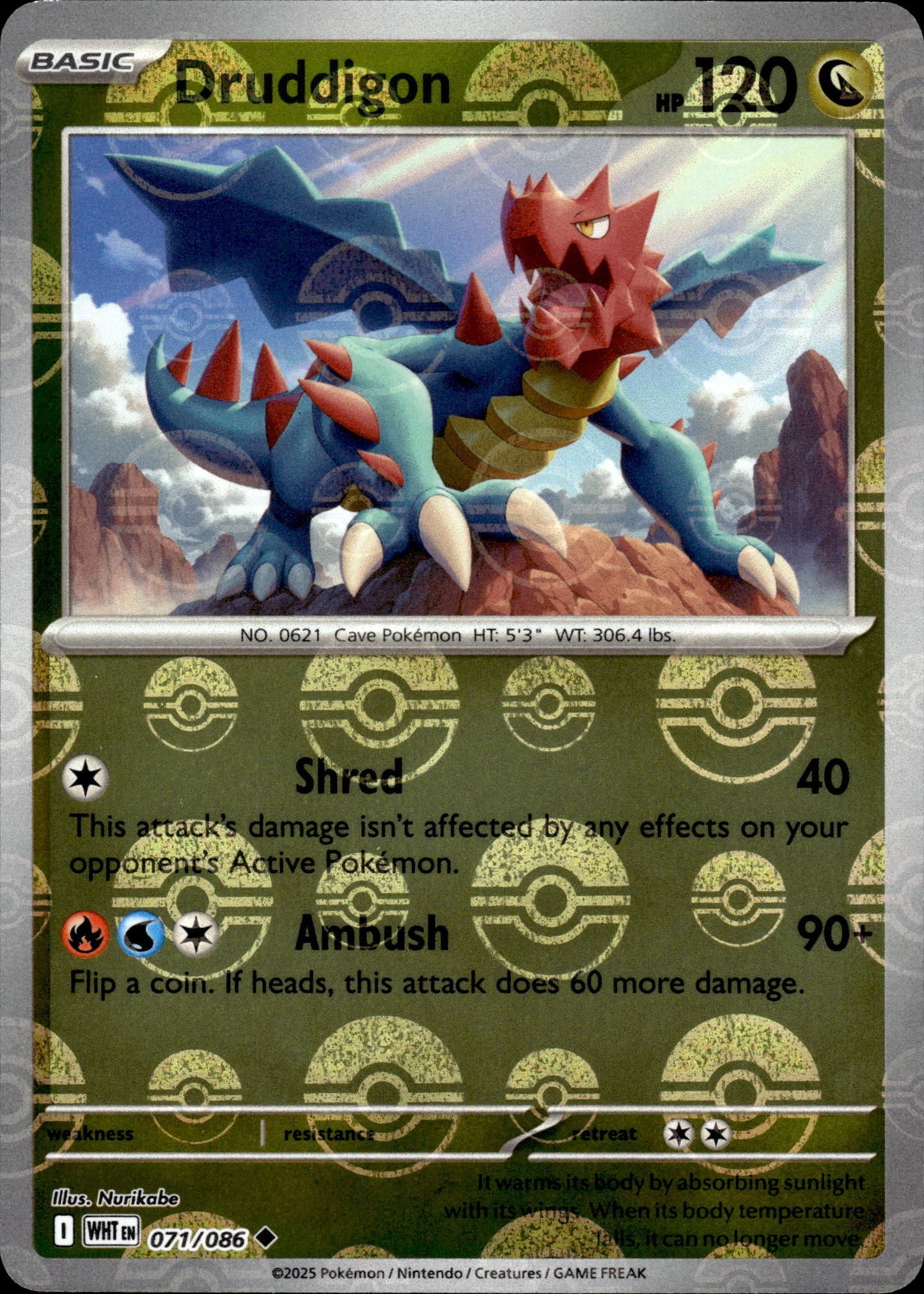 Druddigon - Pokeball - White Flare 071/086 - Pokemon