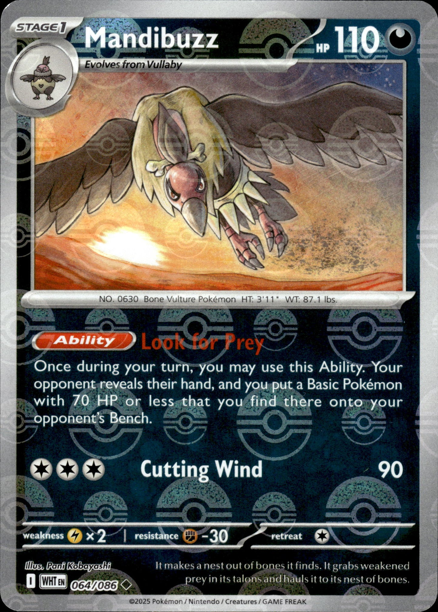 Mandibuzz - Pokeball - White Flare 064/086 - Pokemon