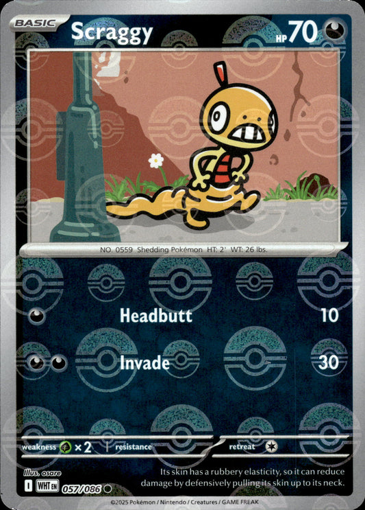 Scraggy - Pokeball - White Flare 057/086 - Pokemon