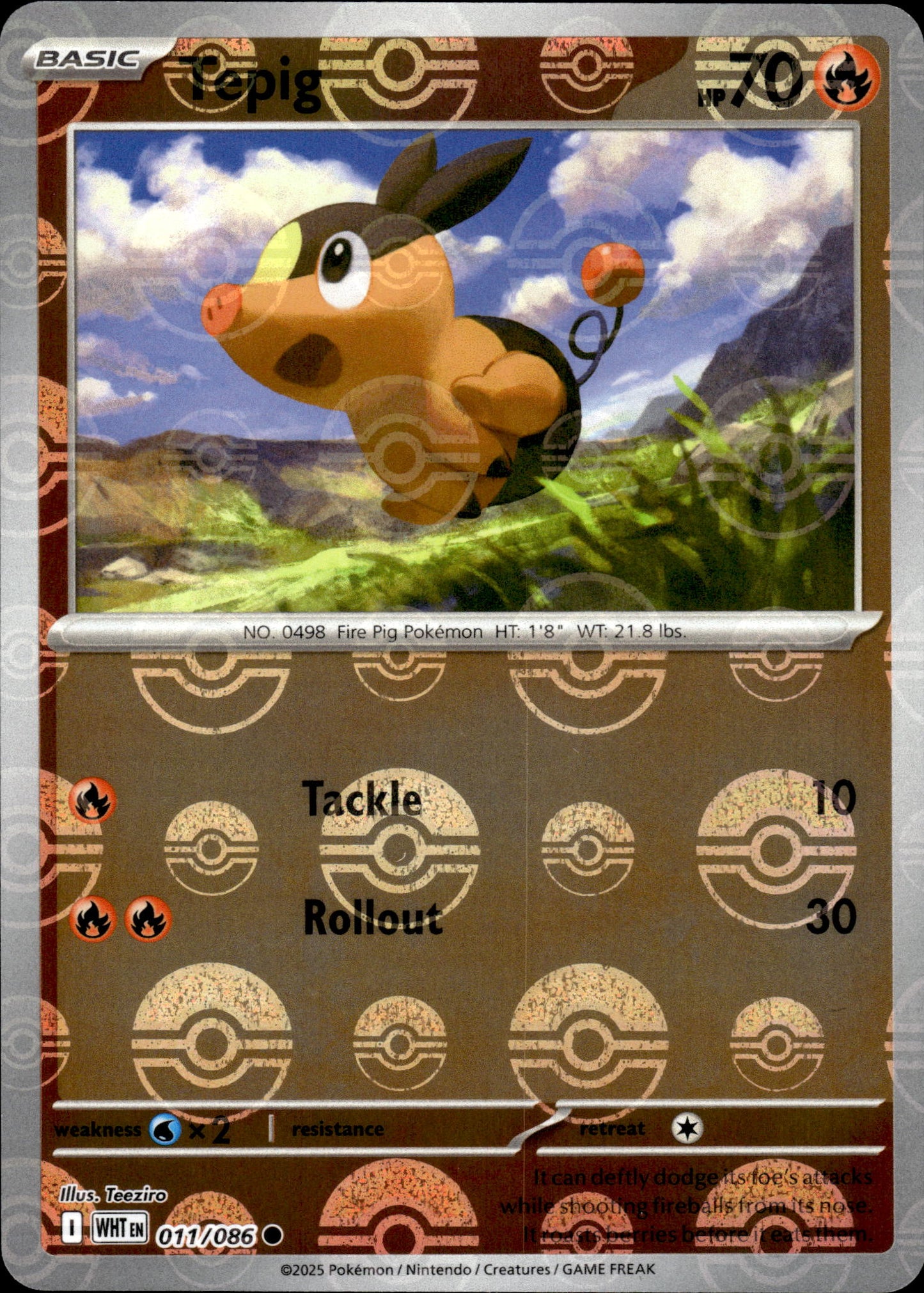 Tepig - Pokeball - White Flare 011/086 - Pokemon