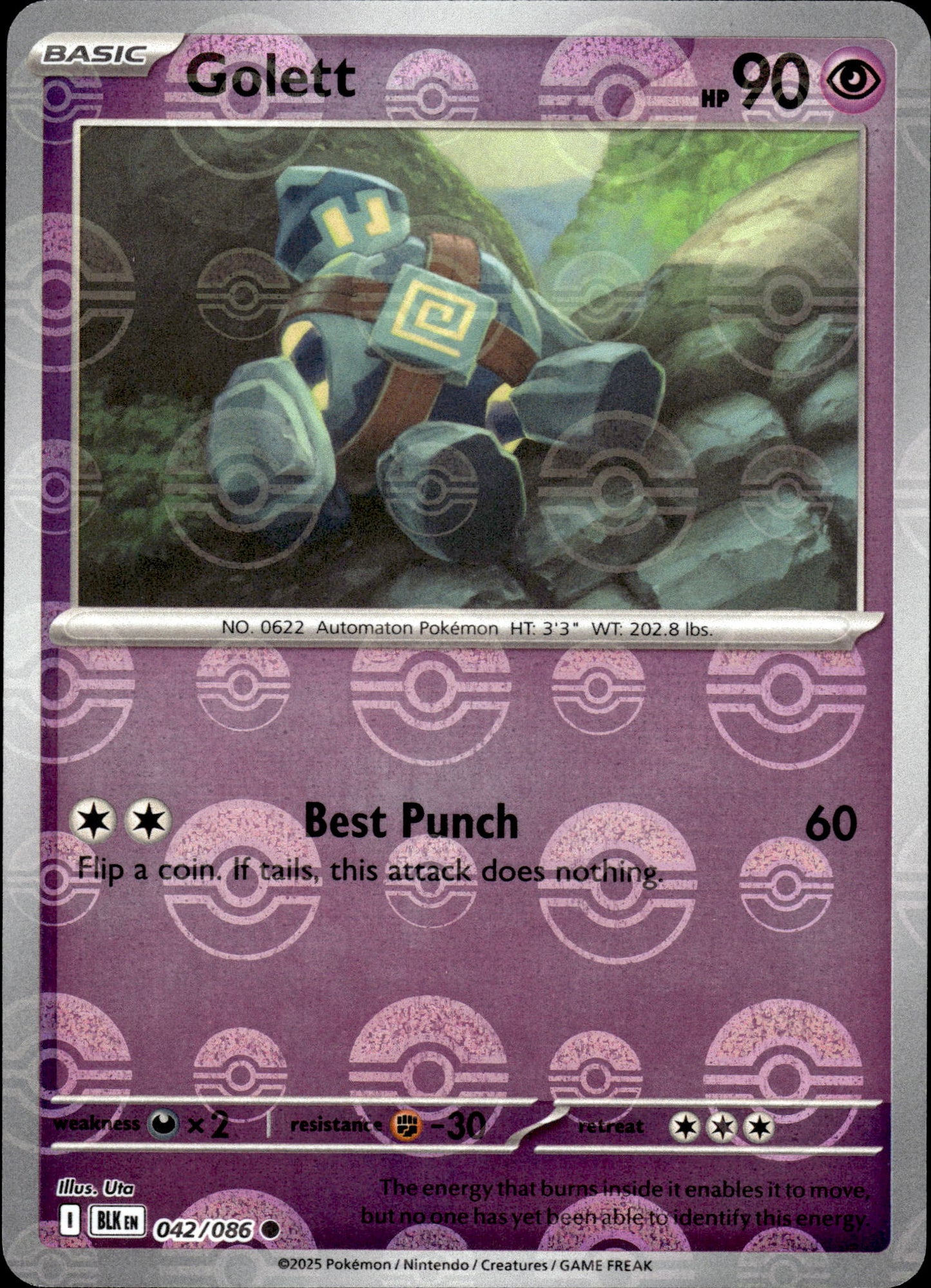 Golett - Pokeball - Black Bolt 042/086 - Pokemon