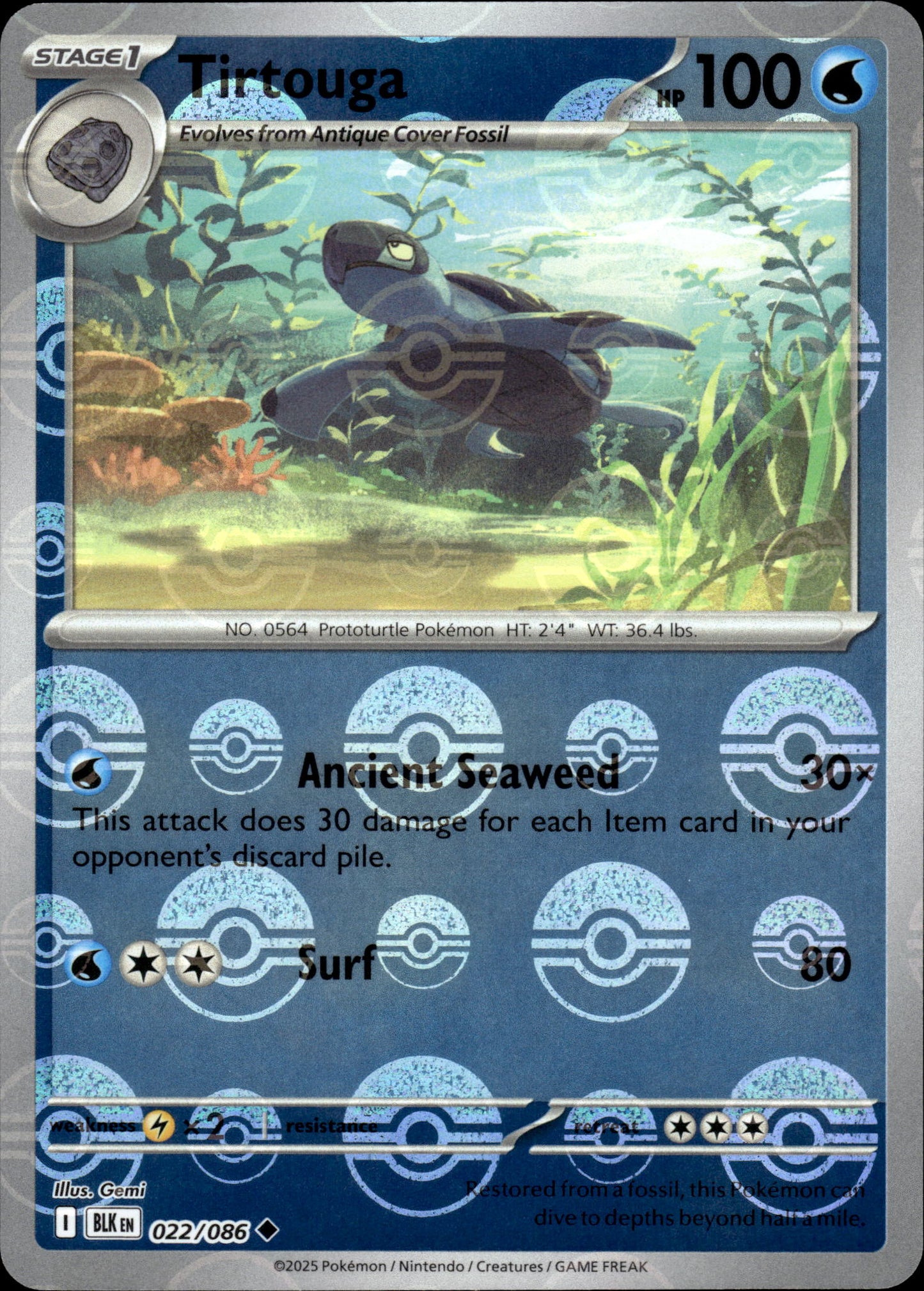 Tirtouga - Pokeball - Black Bolt 022/086 - Pokemon