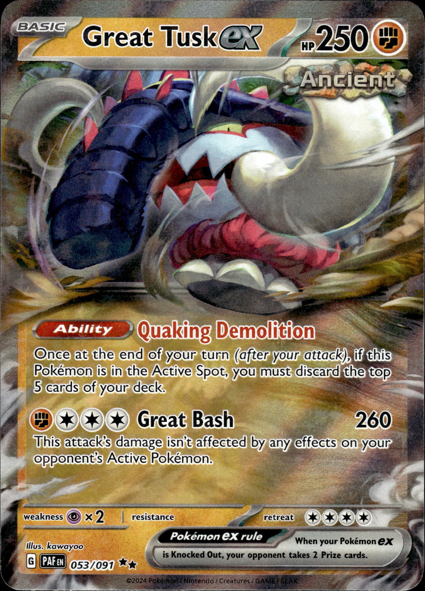 Great Tusk ex - Paldean Fates 053/091 - Pokemon
