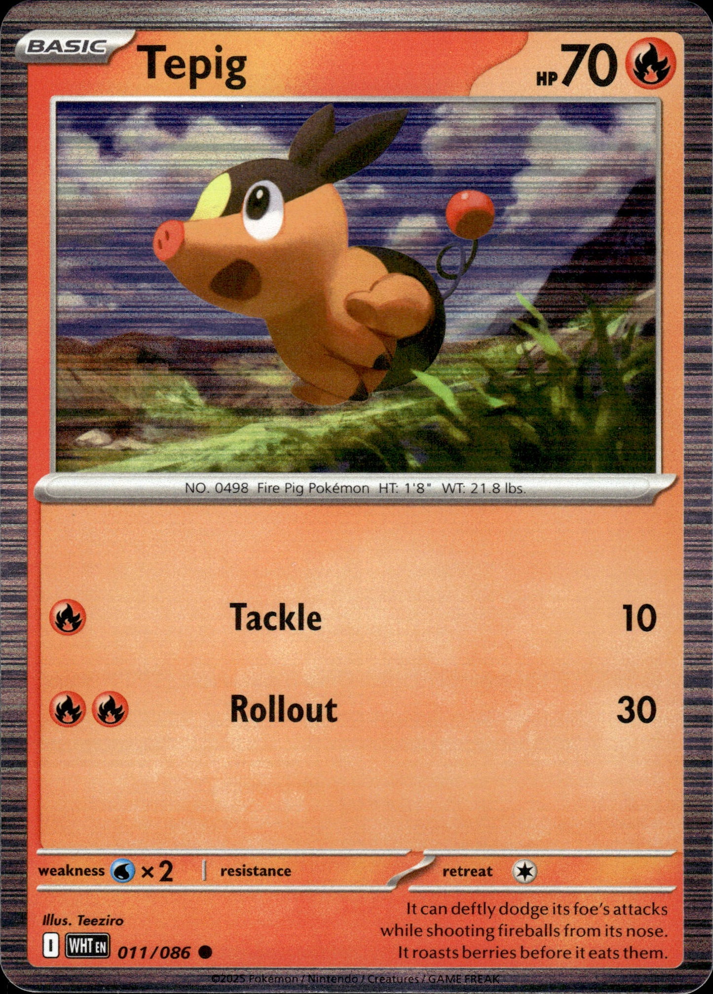 Tepig - Holo White Flare Promo 011/086 - Pokemon