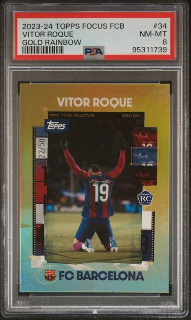 Vitor Roque - Rookie Gold /50 - PSA 8 - TOPPS Focus Barcelona 2023/24