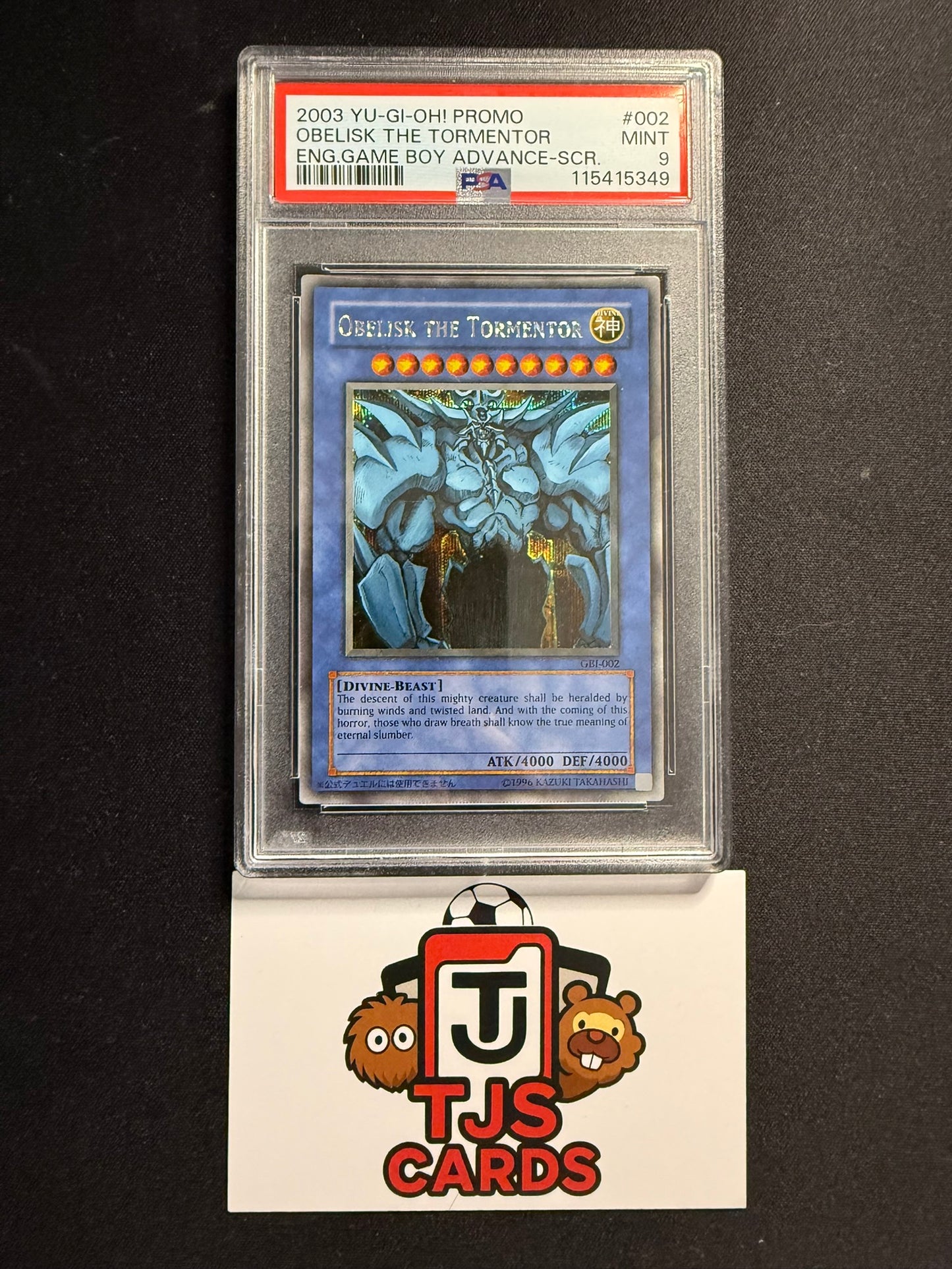 Obelisk The Tormentor - PSA 9 - Prismatic Secret Rare GBI-002 - YuGiOh