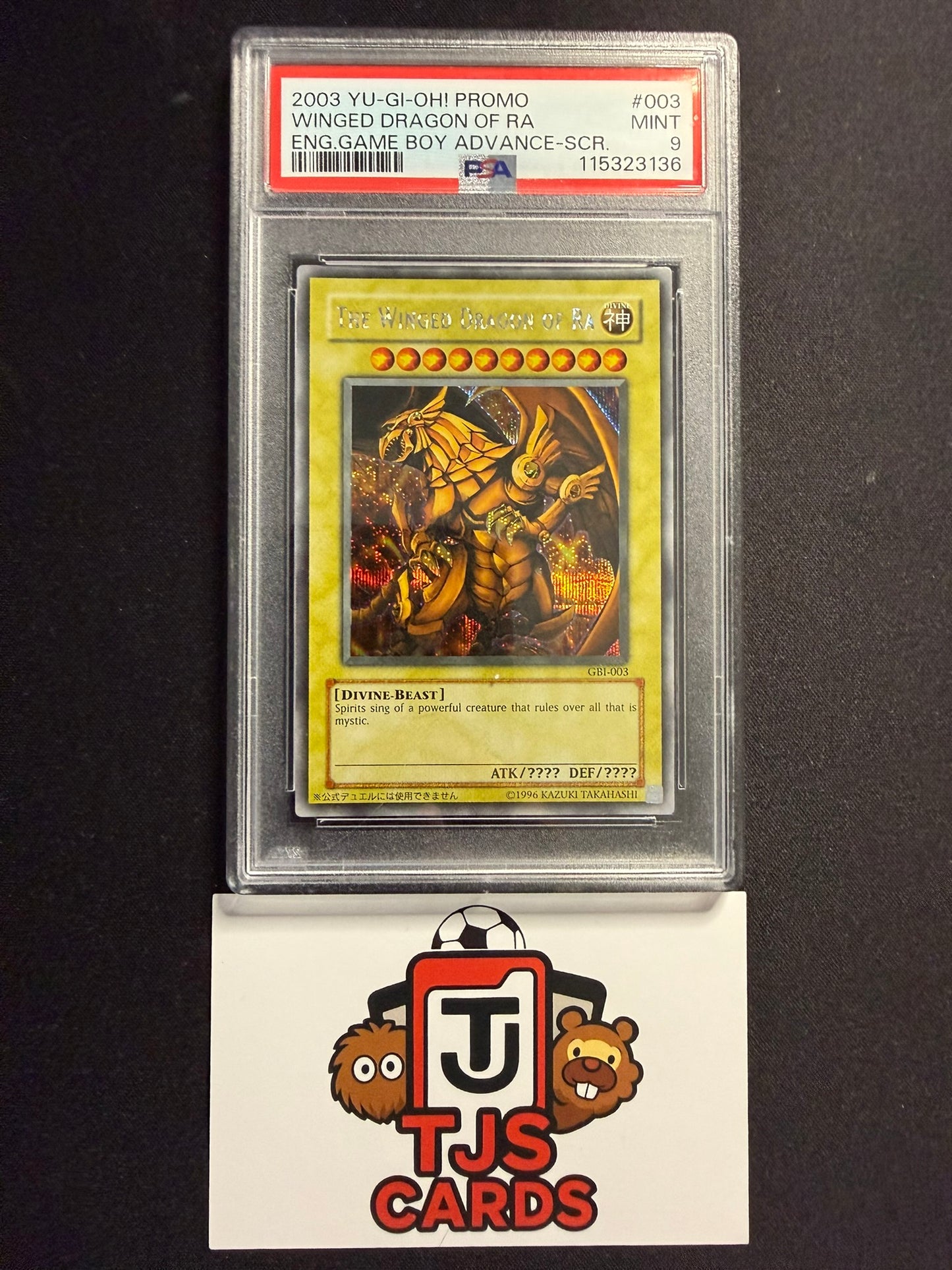 The Winged Dragon Of Ra - PSA 9 - Prismatic Secret Rare GBI-003 - YuGiOh