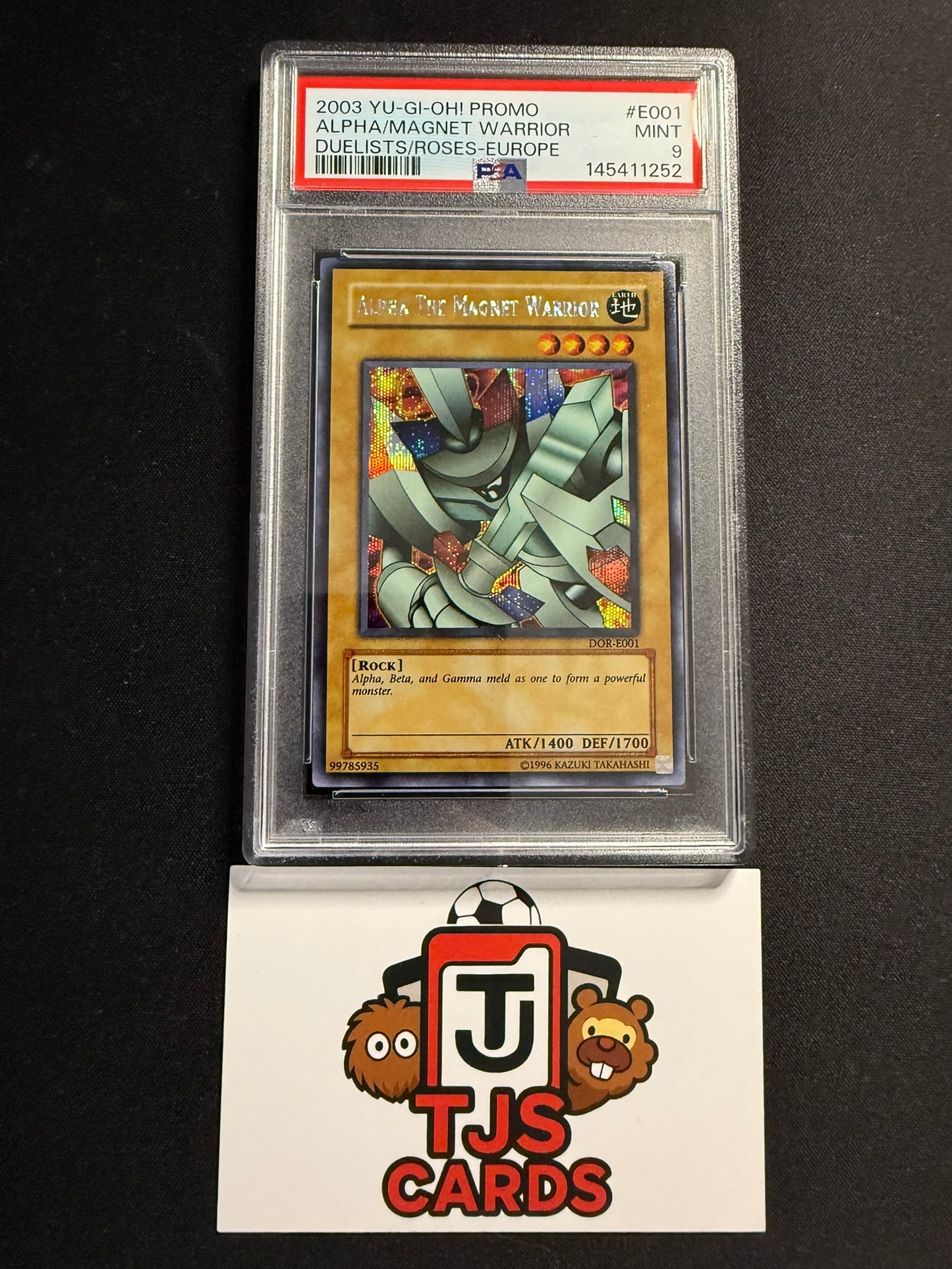 Alpha The Magnet Warrior - PSA 9 - Prismatic Secret Rare DOR-E001 - YuGiOh