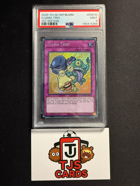 Ojama Trio - PSA 9 - Secret Rare 1st Edition BLMM-EN010 - YuGiOh