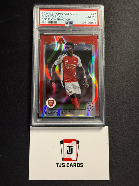 Bukayo Saka - PSA 10 - Red Flowfractor - TOPPS UCC 2024/25