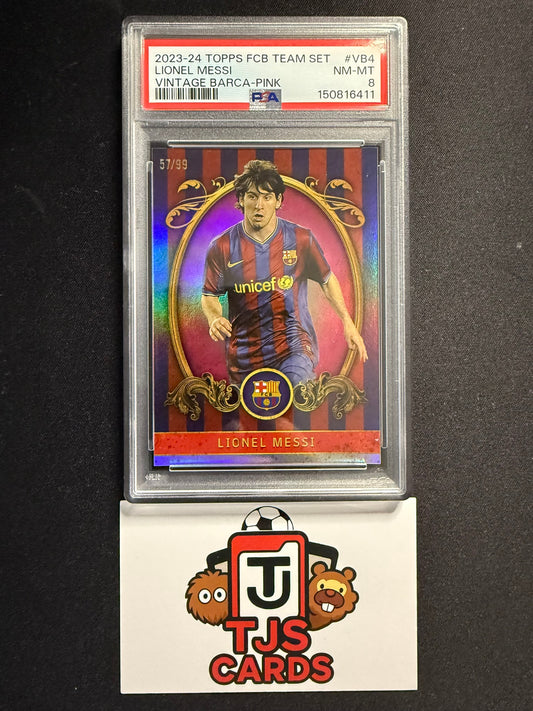 Lionel Messi - PSA 8 - Pink Vintage /99 - TOPPS Barcelona Team Set 2023/24