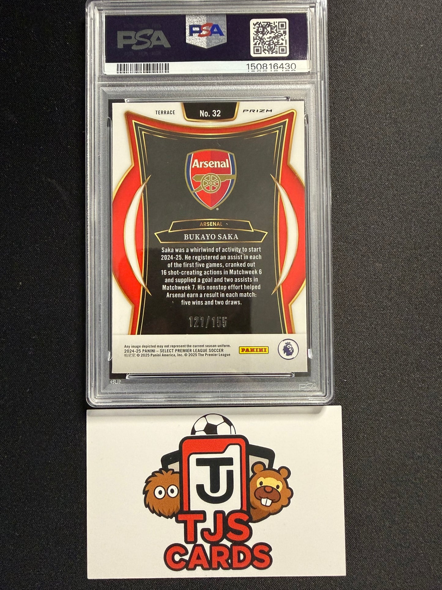 Bukayo Saka - PSA 9 - Orange Ice /155 - Panini Select Premier League 2024/25