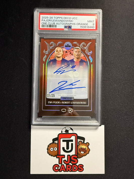 Robert Lewandowski & Ewa Pajor - PSA 9 - Orange Dual Auto /25 - TOPPS Deco 2025/26