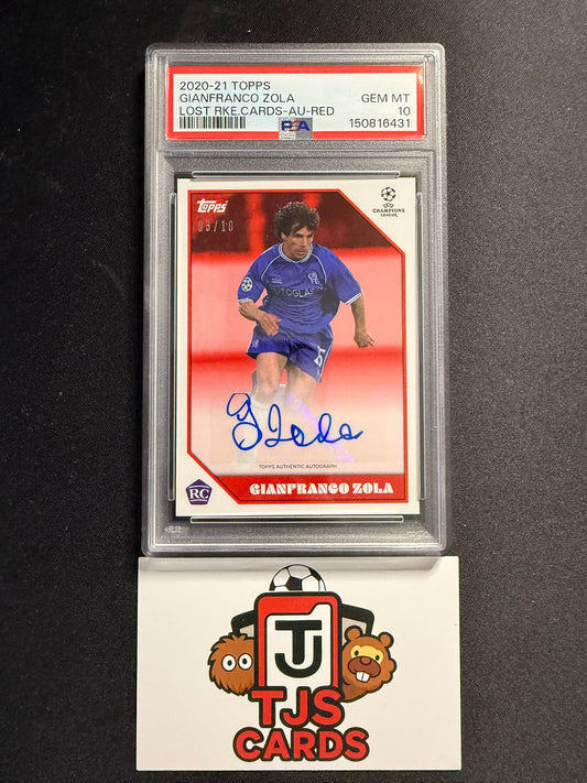 Gianfranco Zola - PSA 10 - Red Auto /10 - TOPPS Lost Rookies