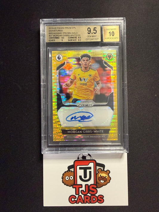 Morgan Gibbs-White - BGS 9.5 Auto 10 - Gold Rookie Auto /10 - Panini Prizm Premier League 2019/20
