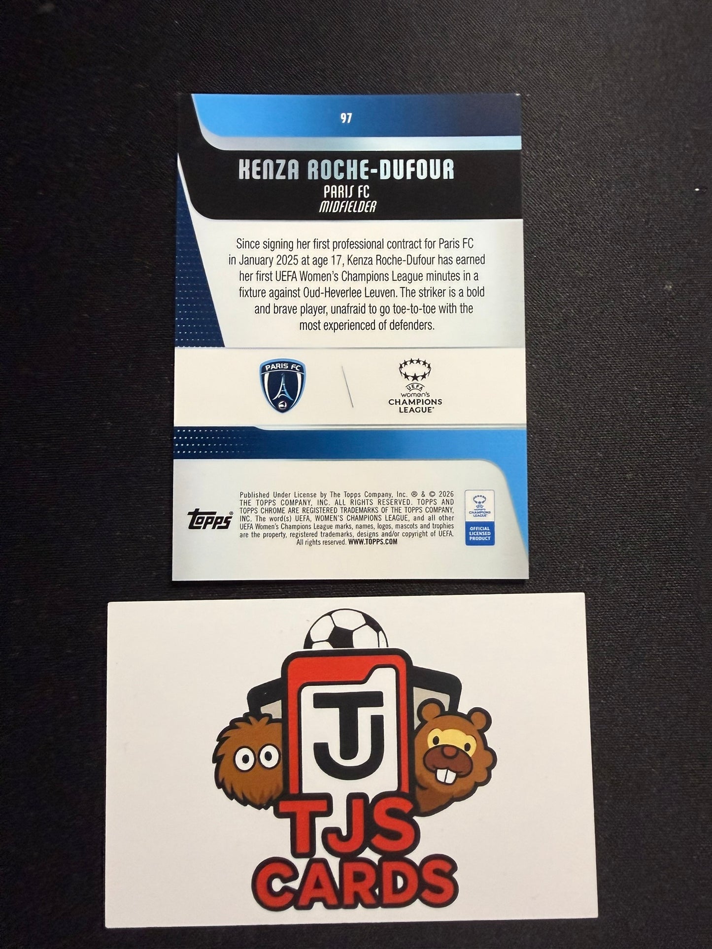 Kenza Roche-Dufour - Rookie Black /10 - TOPPS Sapphire UWCL 2025/26