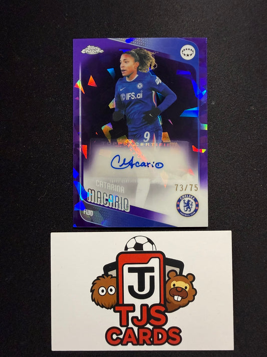 Catarina Macario - Purple Auto /75 - TOPPS Sapphire UWCL 2025/26