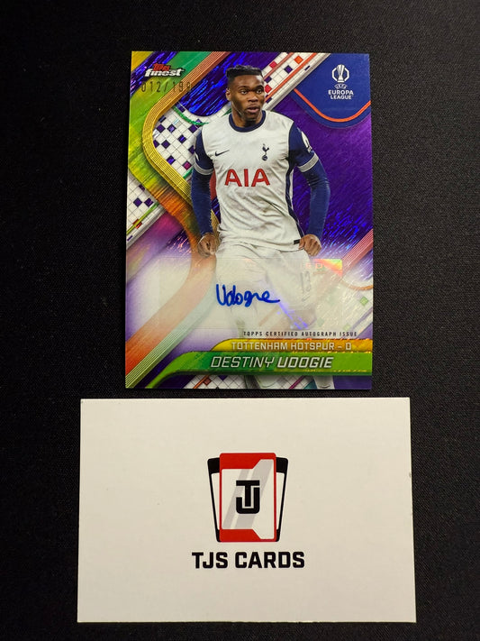 Destiny Udogie - Purple Shimmer Auto /199 - TOPPS Finest UCC 2024/25