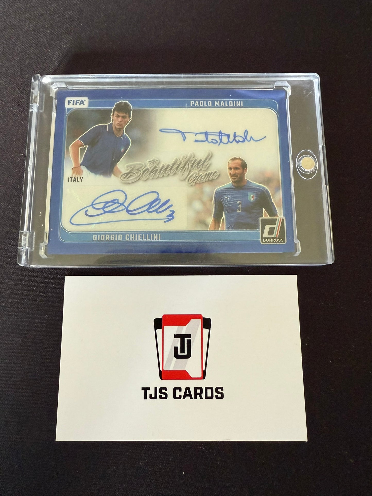 Paolo Maldini Giorgio Chiellini - Dual Auto Blue /7 - Panini Donruss Soccer 2024/25