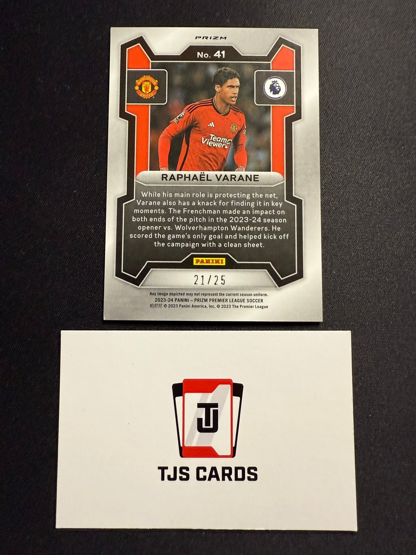 Raphael Varane - Purple Mojo /25 - Panini Prizm Premier League 2023/24