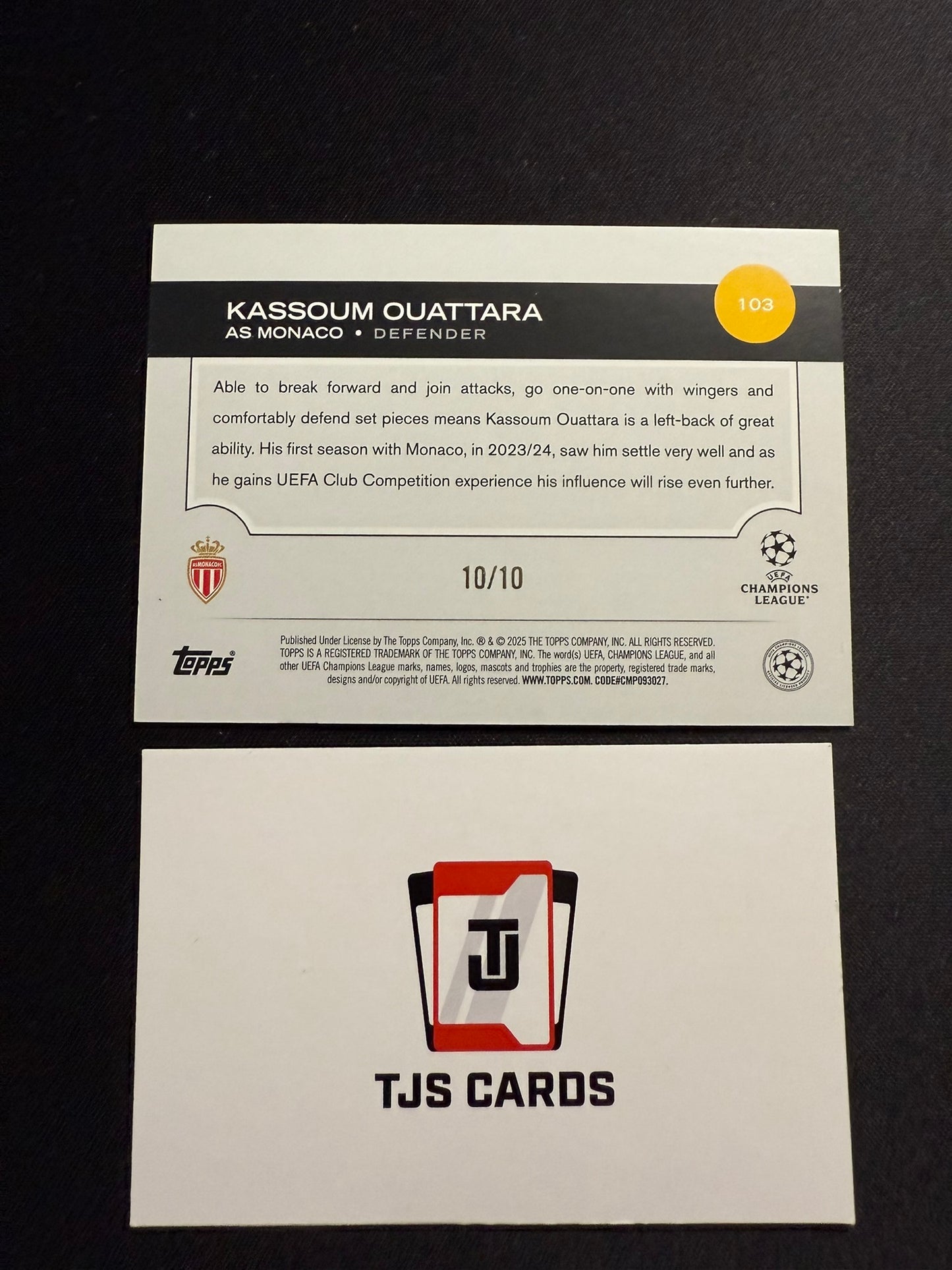 Kassoum Ouattara - Rookie Black Icy /10 - TOPPS UCC 2024/25