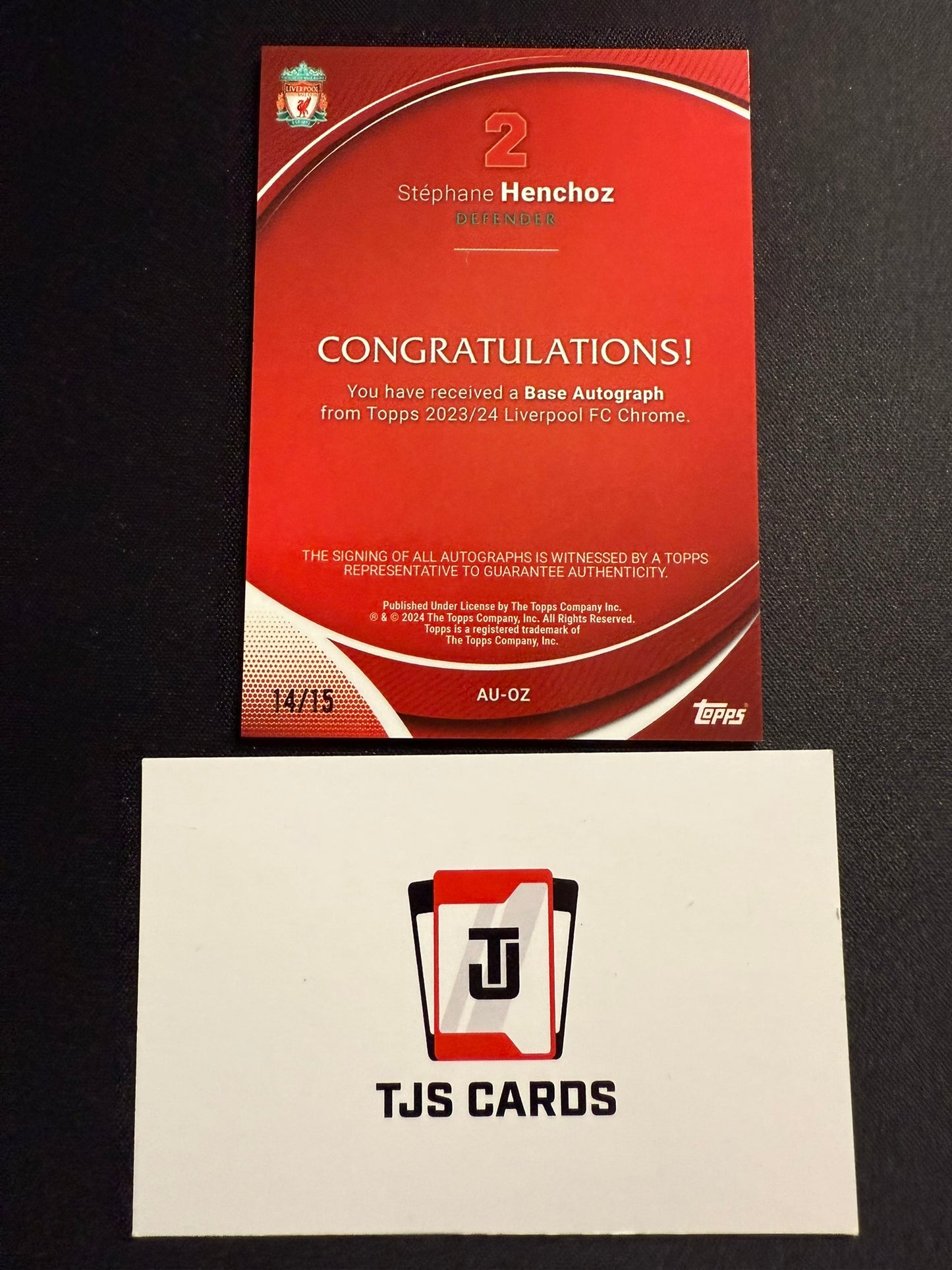 Stephane Henchoz - Purple Auto /15 - TOPPS Liverpool Chrome 2023/24