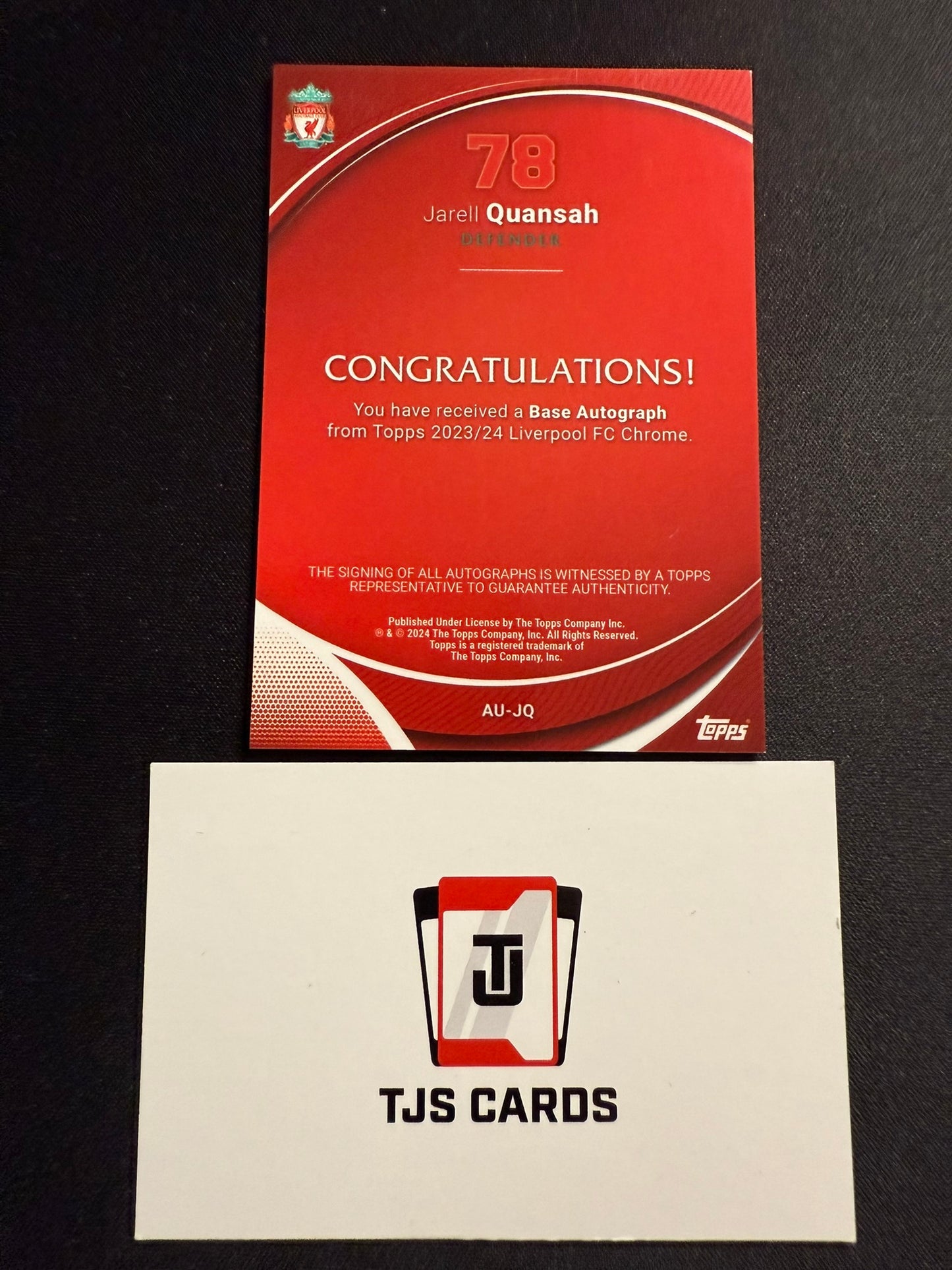 Jarell Quansah - Rookie Auto - TOPPS Liverpool Chrome 2023/24