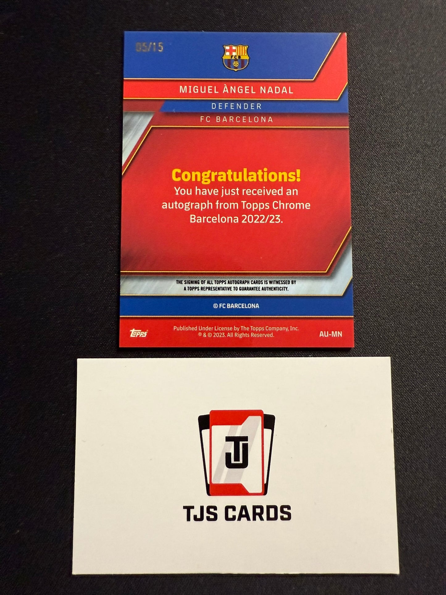 Miguel Angel Nadal - Purple Auto /15 - TOPPS Chrome Barcelona 2022/23