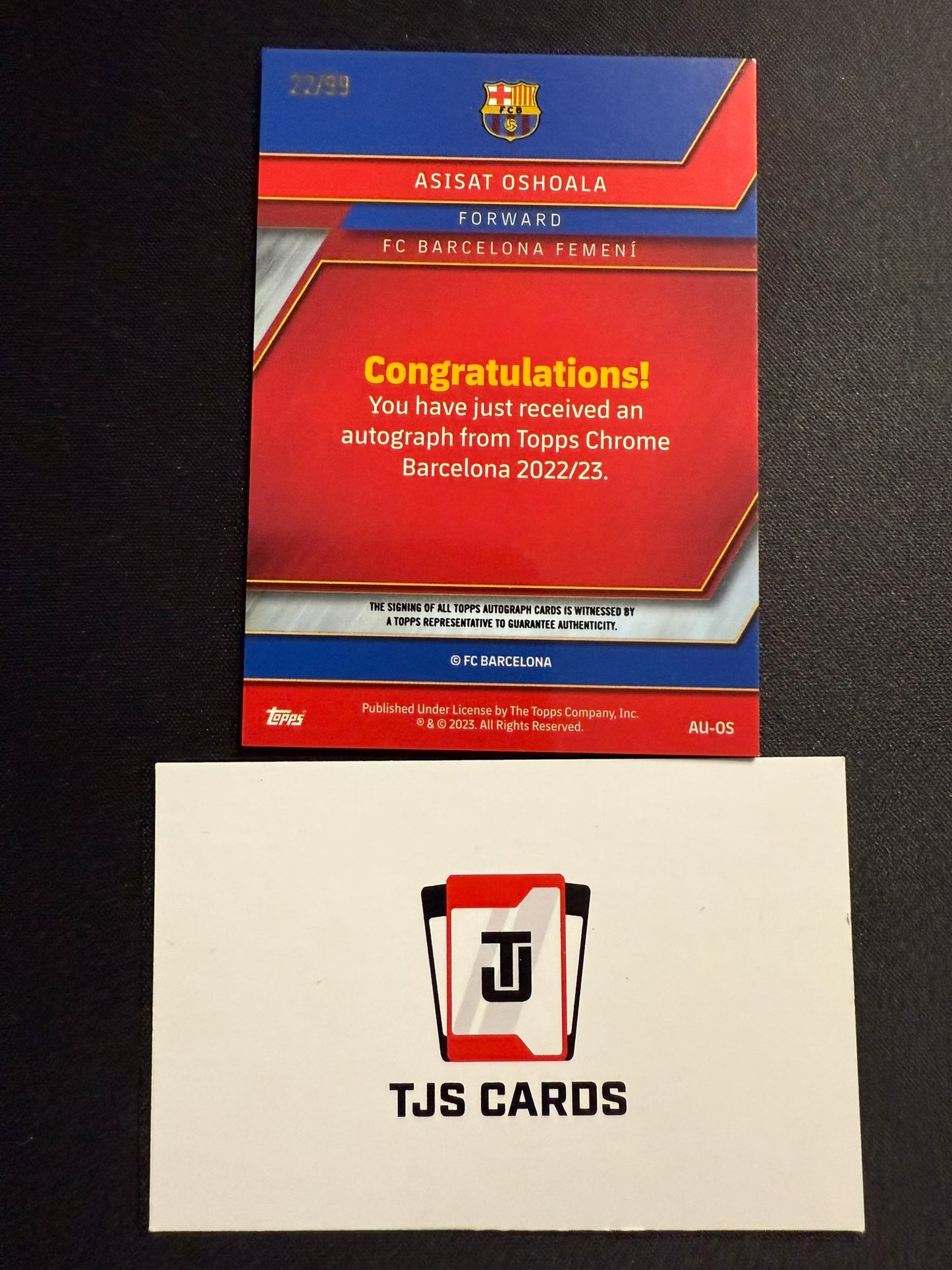 Asisat Oshoala - Auto /99 - TOPPS Chrome Barcelona 2022/23