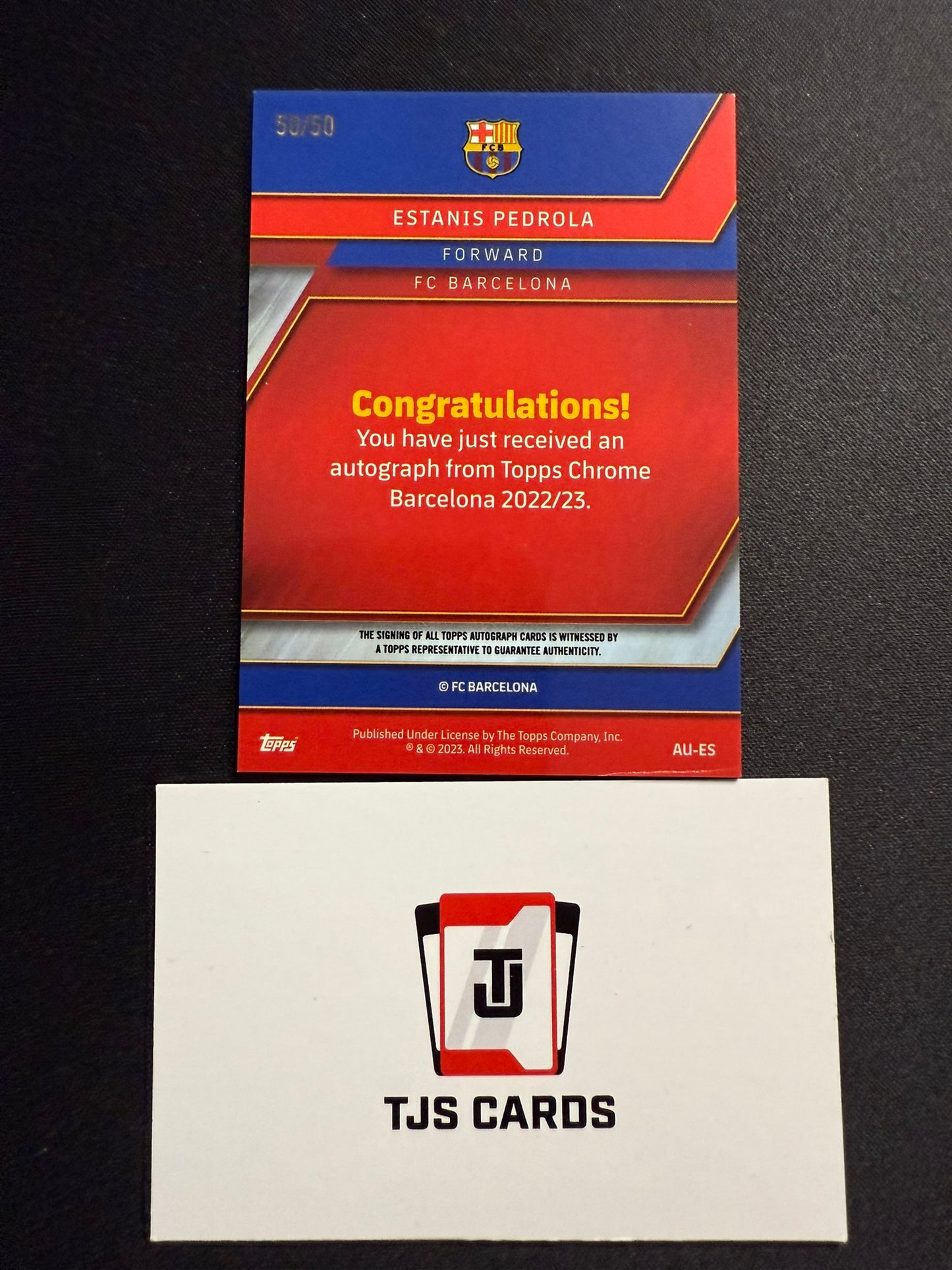 Estanis Pedrola - Gold Rookie Auto /50 - TOPPS Chrome Barcelona 2022/23