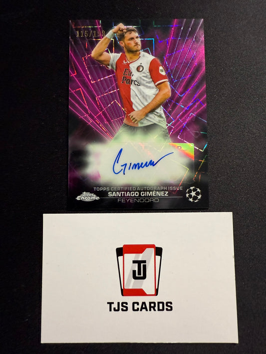 Santiago Gimenez - Pink Black Lazer Auto /199 - TOPPS Chrome UCC 2023/24