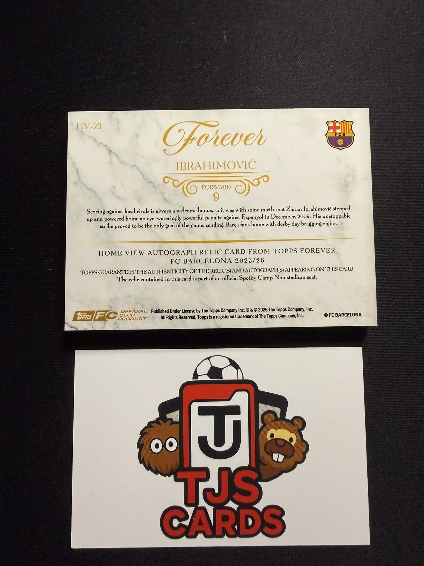 Zlatan Ibrahimovic - Seat Relic Auto - TOPPS Barcelona Forever 2025/26