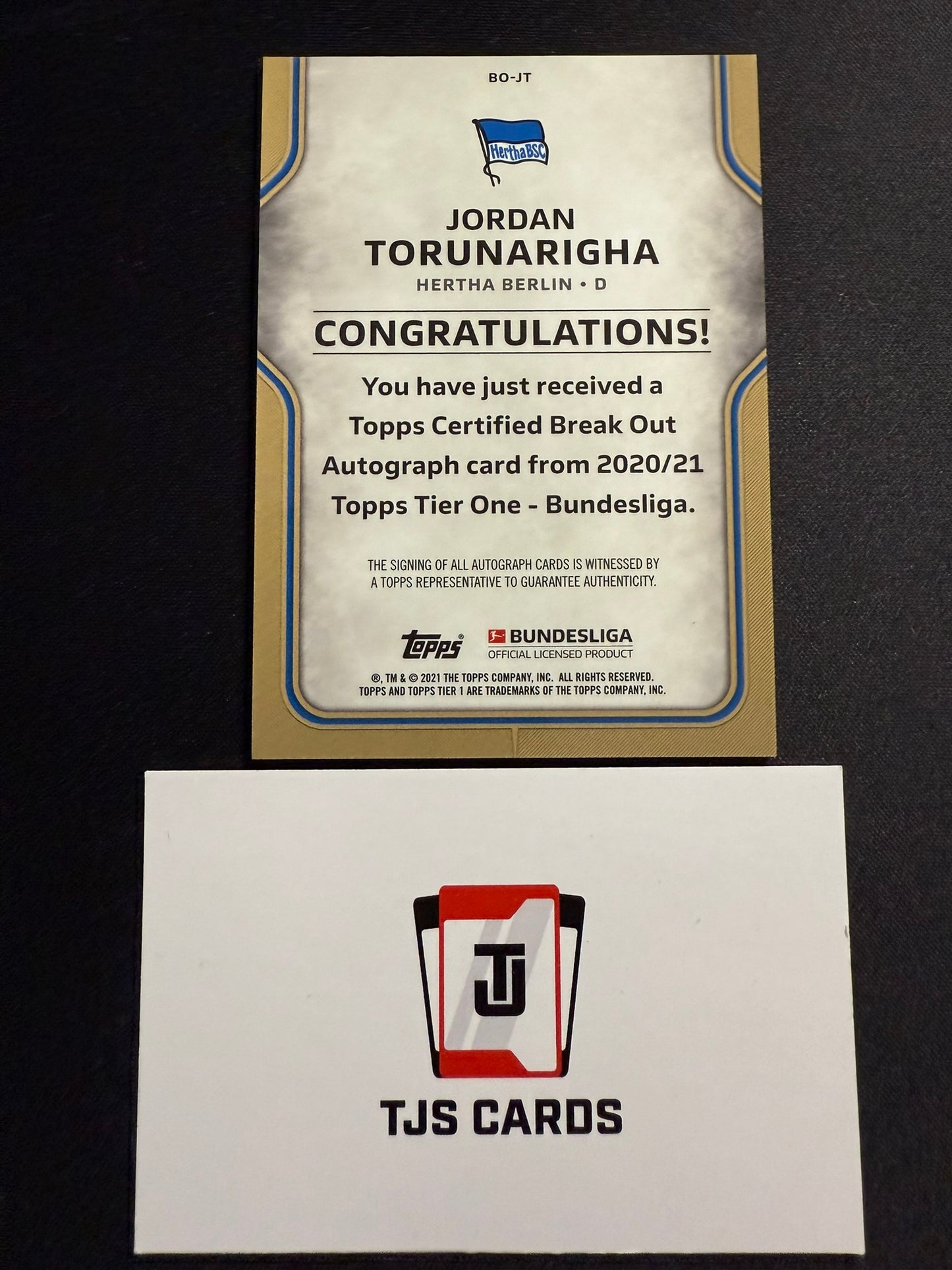 Jordan Torunarigha - Auto /125 - TOPPS Bundesliga Tier One 2020/21