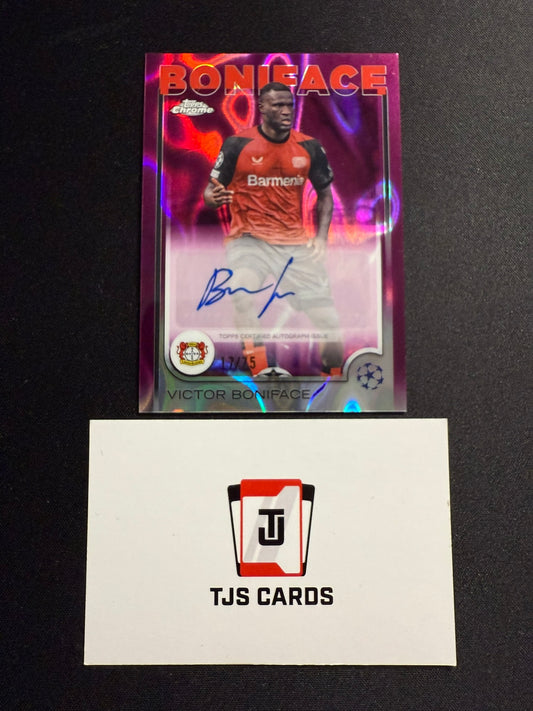 Victor Boniface - Purple Lava Auto /75 - TOPPS Chrome UCC 2024/25