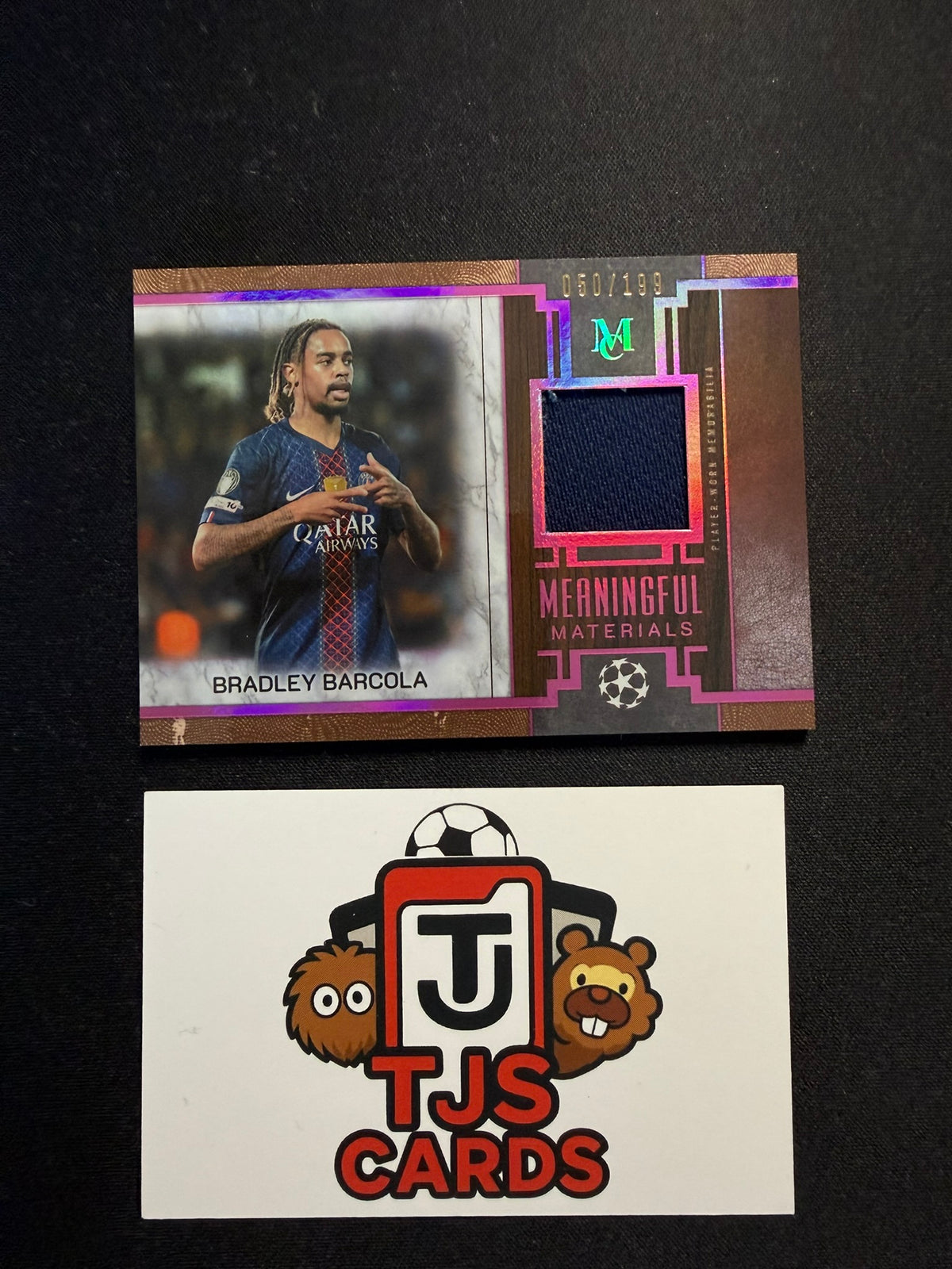 Bradley Barcola - Pink Player-Worn Meaning Materials /199 - TOPPS Museum UCC 2025/26
