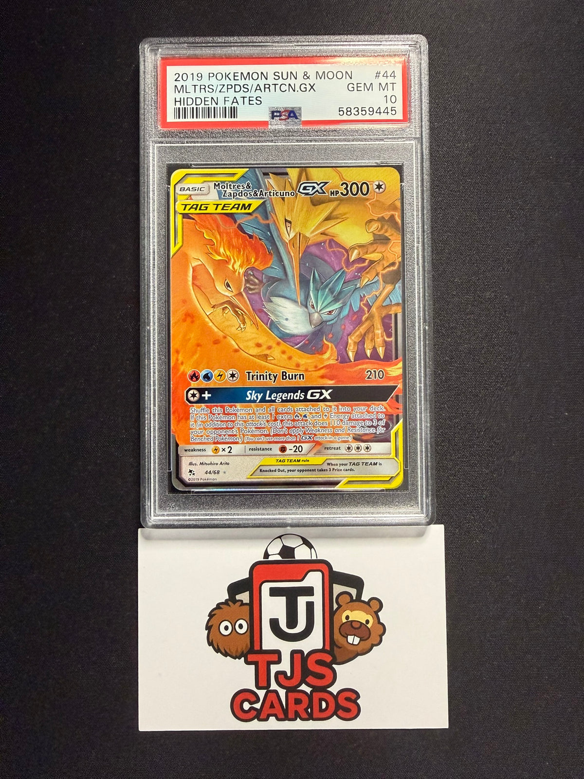 Moltres & Zapdos & Articuno GX - PSA 10 - Hidden Fates 44/68 - Pokemon