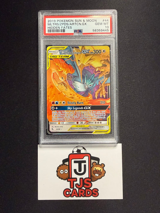 Moltres & Zapdos & Articuno GX - PSA 10 - Hidden Fates 44/68 - Pokemon