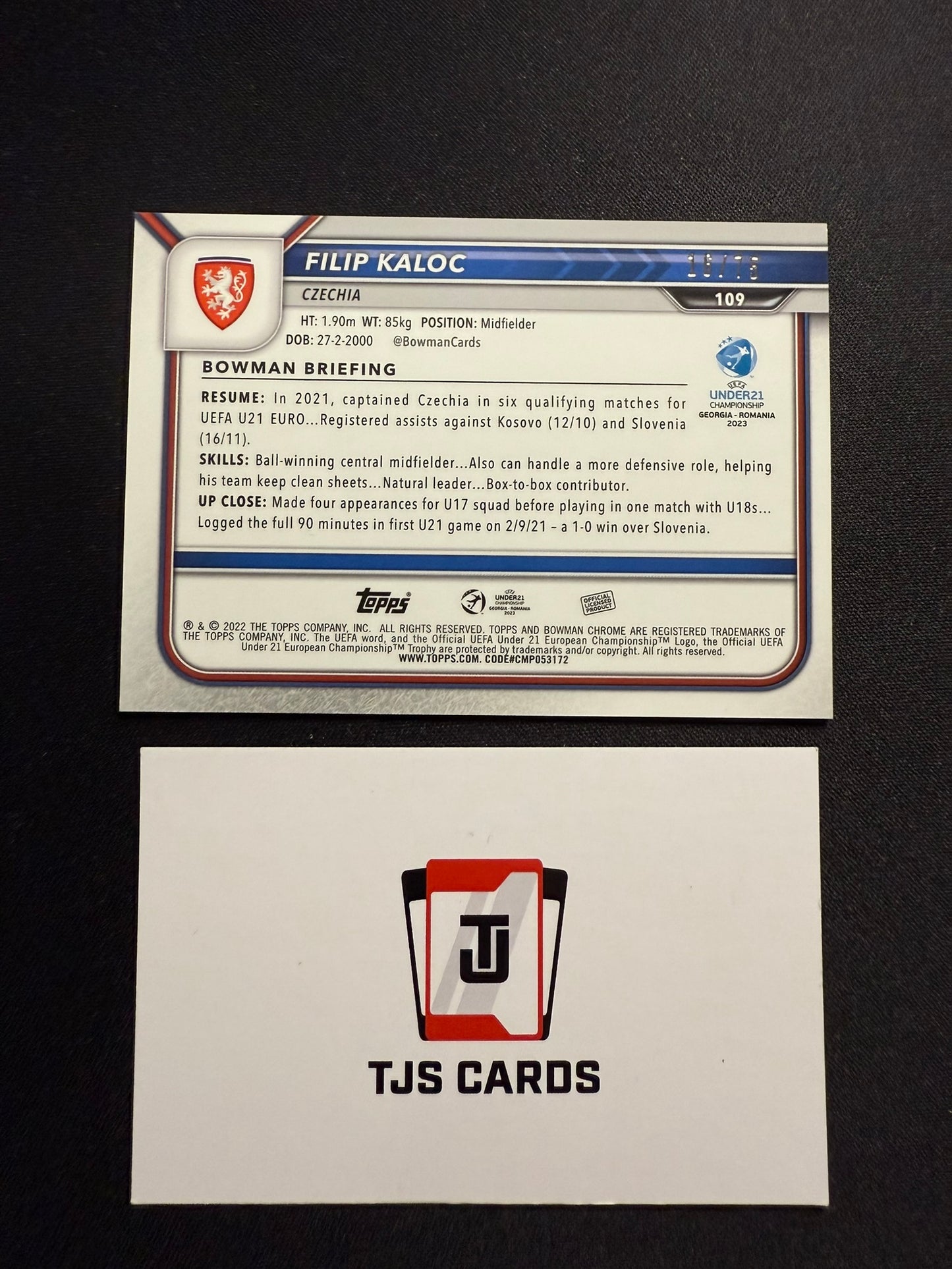 Filip Kaloc - Orange /75 - TOPPS Bowman UEFA EURO U21 2023