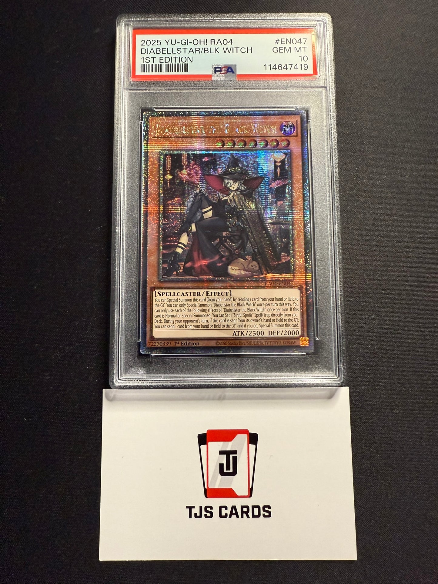 Diabellstar The Black Witch - PSA 10 - Quarter Century Secret Rare RA04-EN047 - YuGiOh