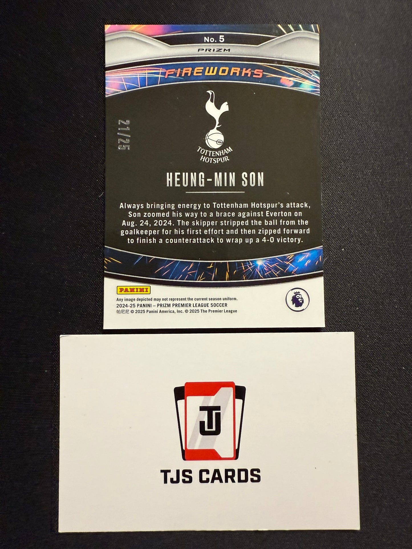 Heung-Min Son - Orange Fireworks /25 - Panini Prizm Premier League 2024/25