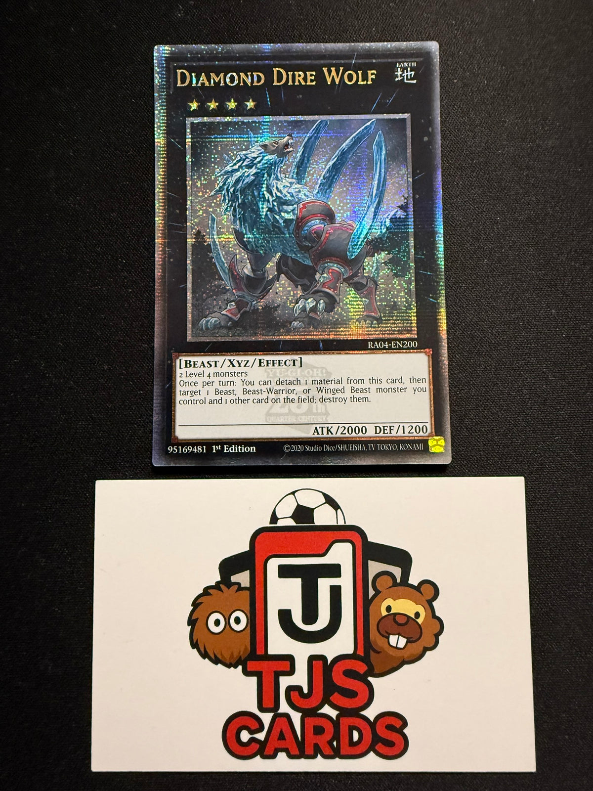 Diamond Dire Wolf - Quarter Century Secret Rare 1st Edition RA04-EN200  - YuGiOh