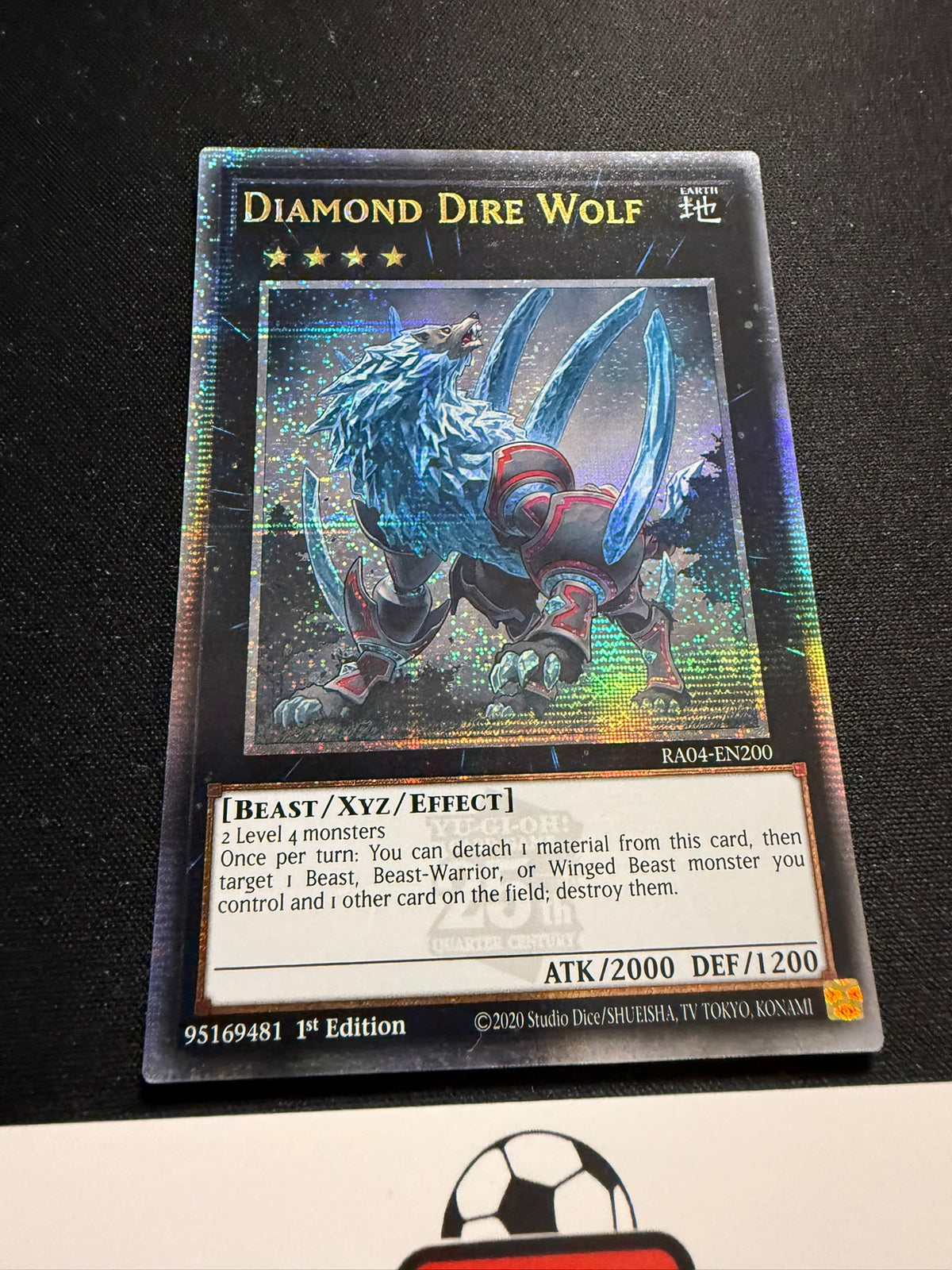 Diamond Dire Wolf - Quarter Century Secret Rare 1st Edition RA04-EN200  - YuGiOh