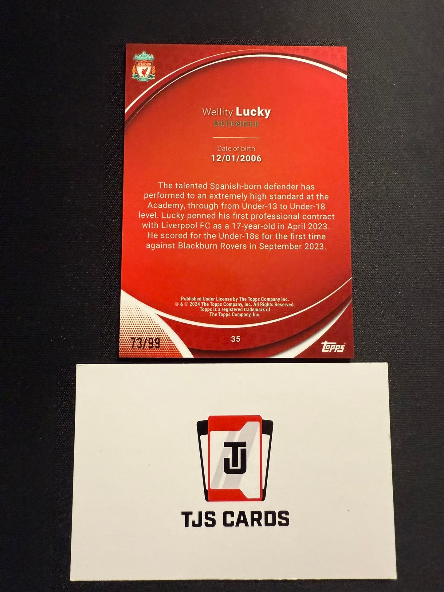 Wellity Lucky - 1st Bowman Aqua /99 - TOPPS Liverpool Chrome 2023/24