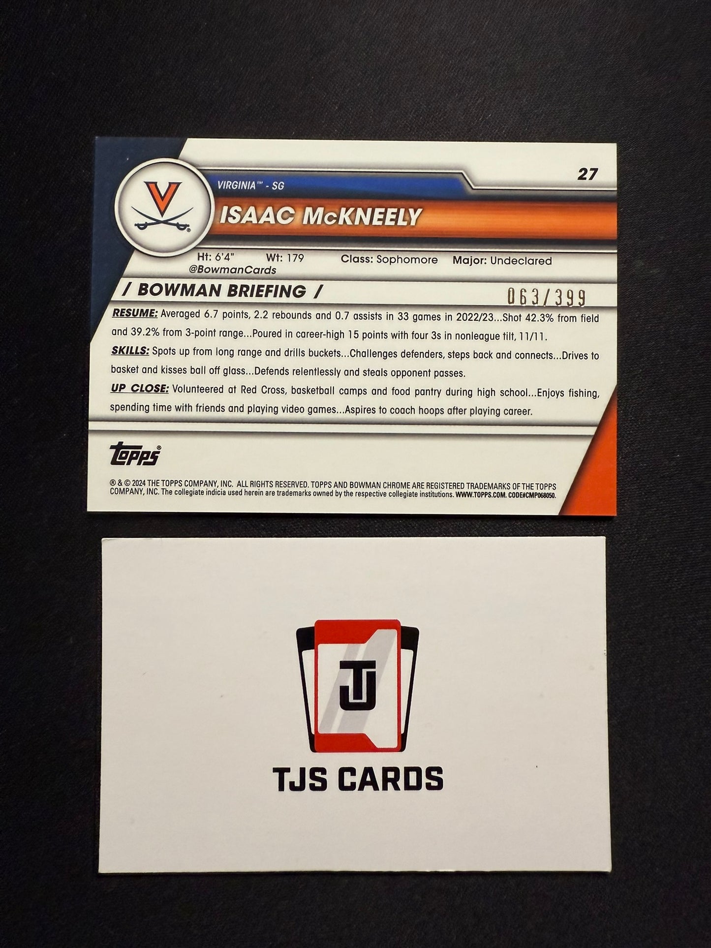 Isaac McKneely - 1st Purple Mini-Diamond /399 - TOPPS Bowman U Basketball 2023/24