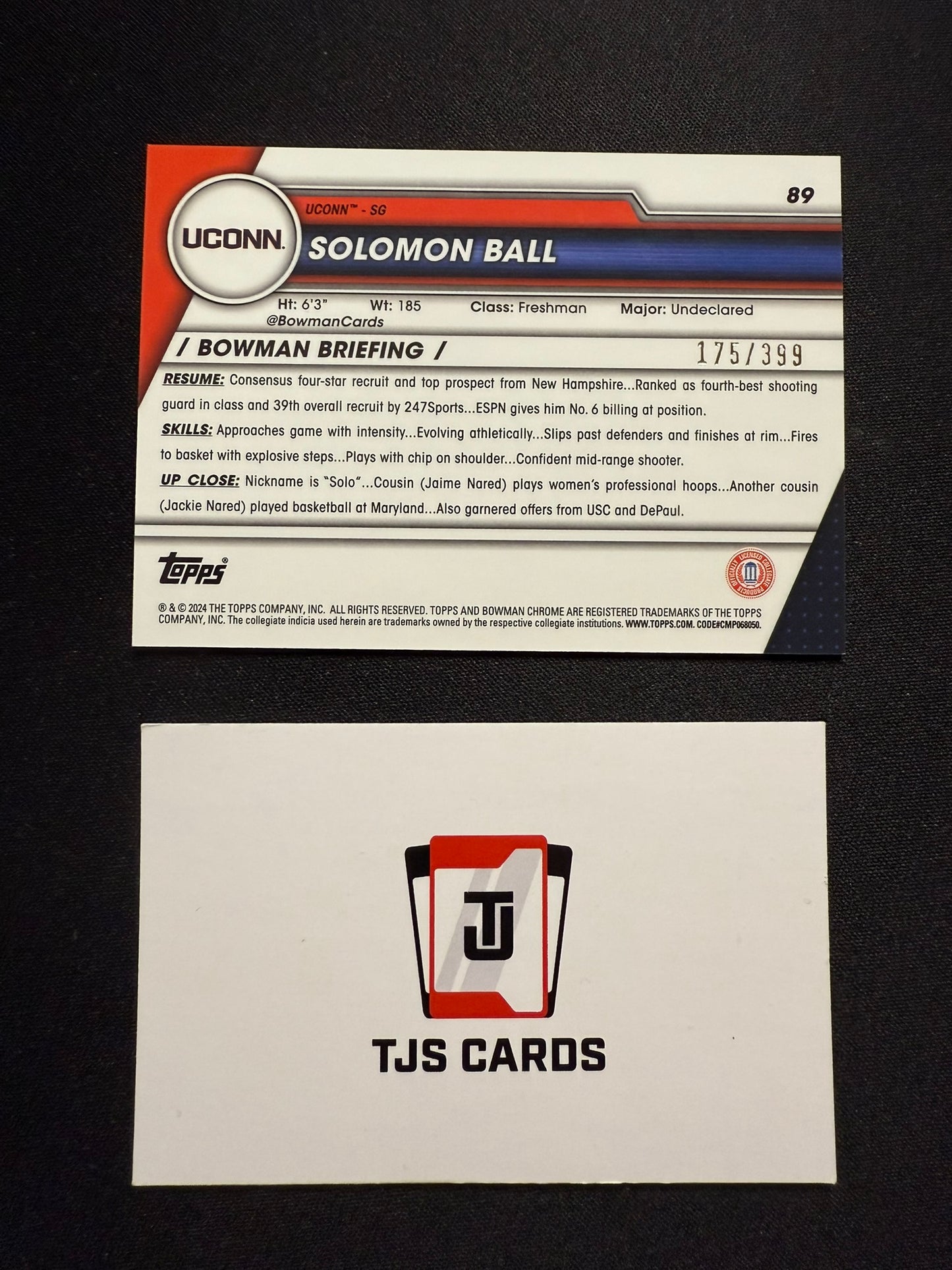 Solomon Ball - 1st Purple /399 - TOPPS Bowman U Basketball 2023/24