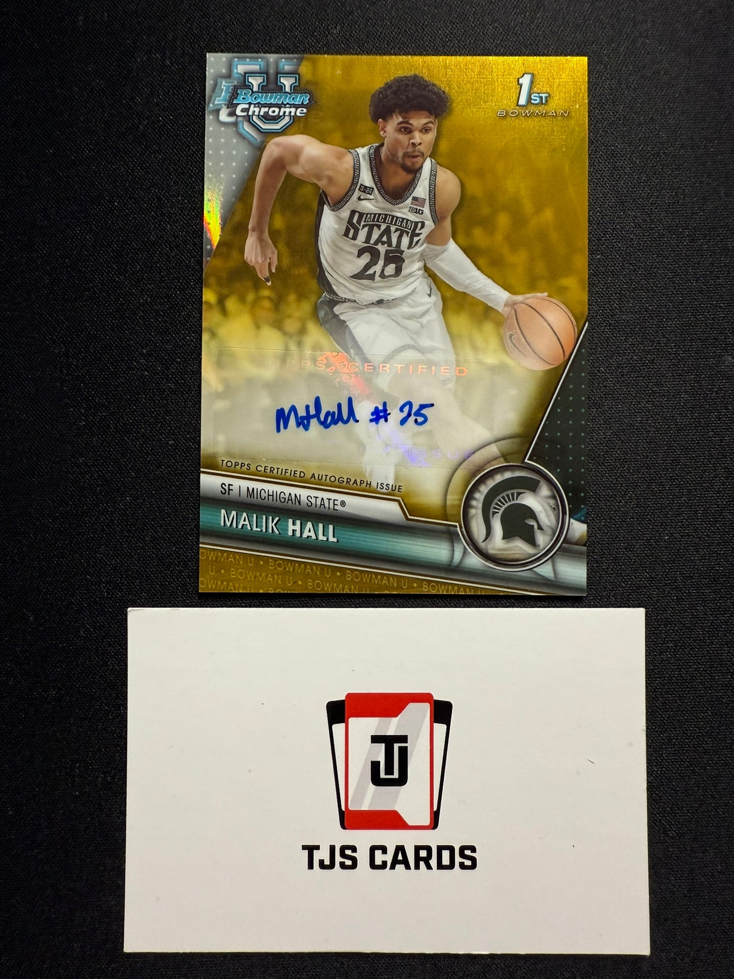 Malik Hall - 1st Gold Wave Auto /50 - TOPPS Bowman U Basketball 2023/24
