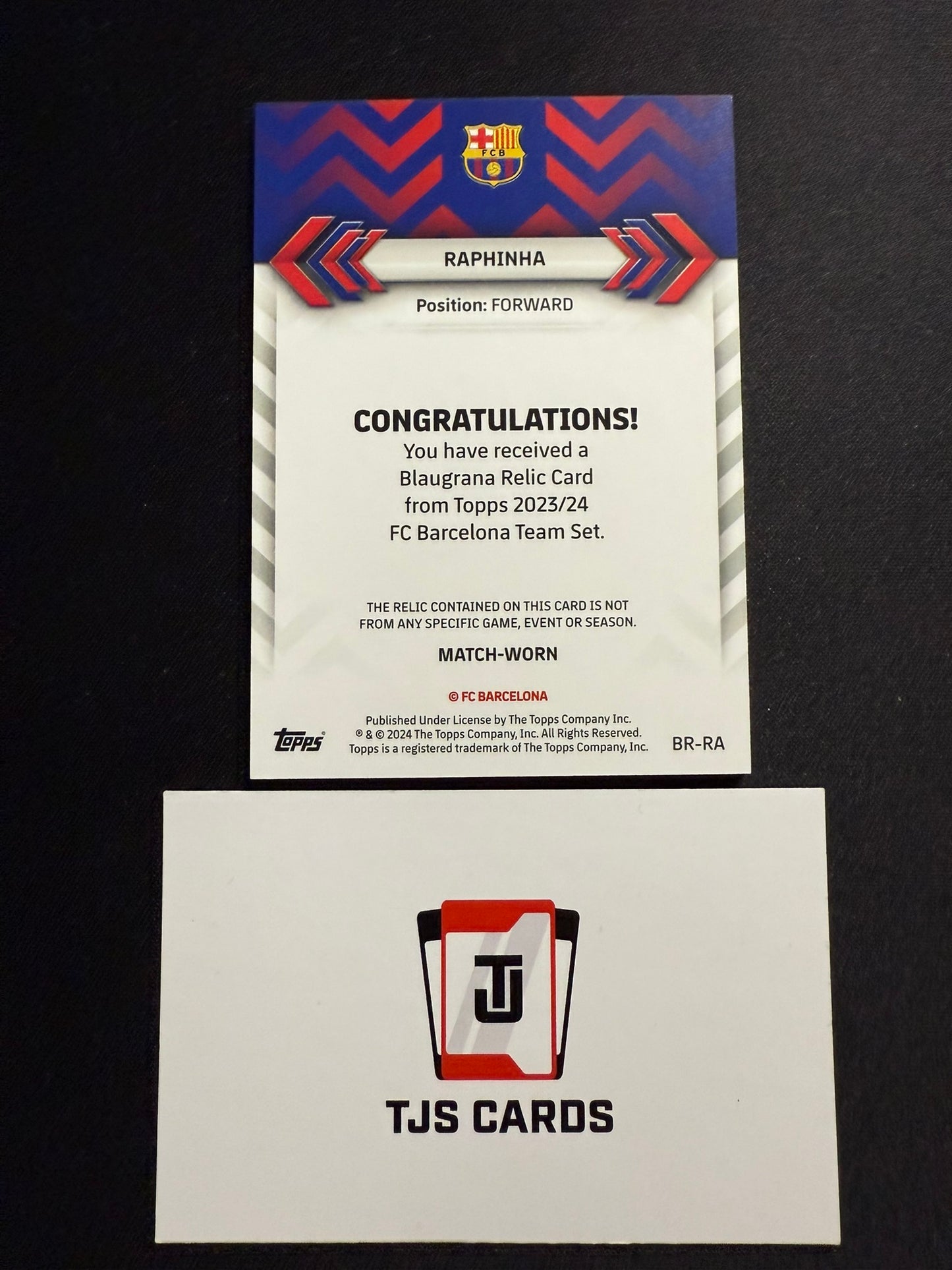 Raphinha - Match-Worn Patch - TOPPS Barcelona Team Set 2023/24