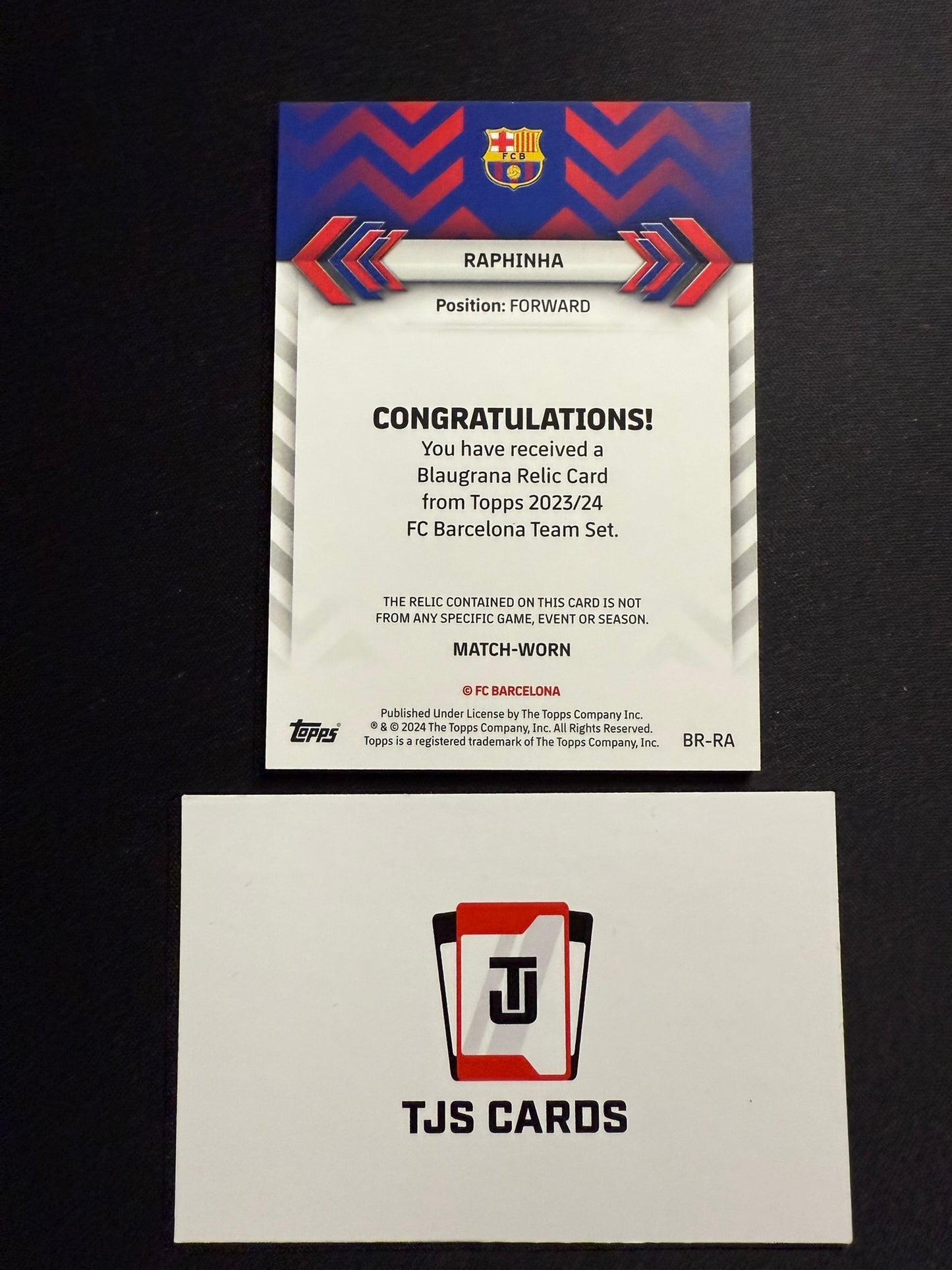 Raphinha - Match-Worn Patch /250 - TOPPS Barcelona Team Set 2023/24