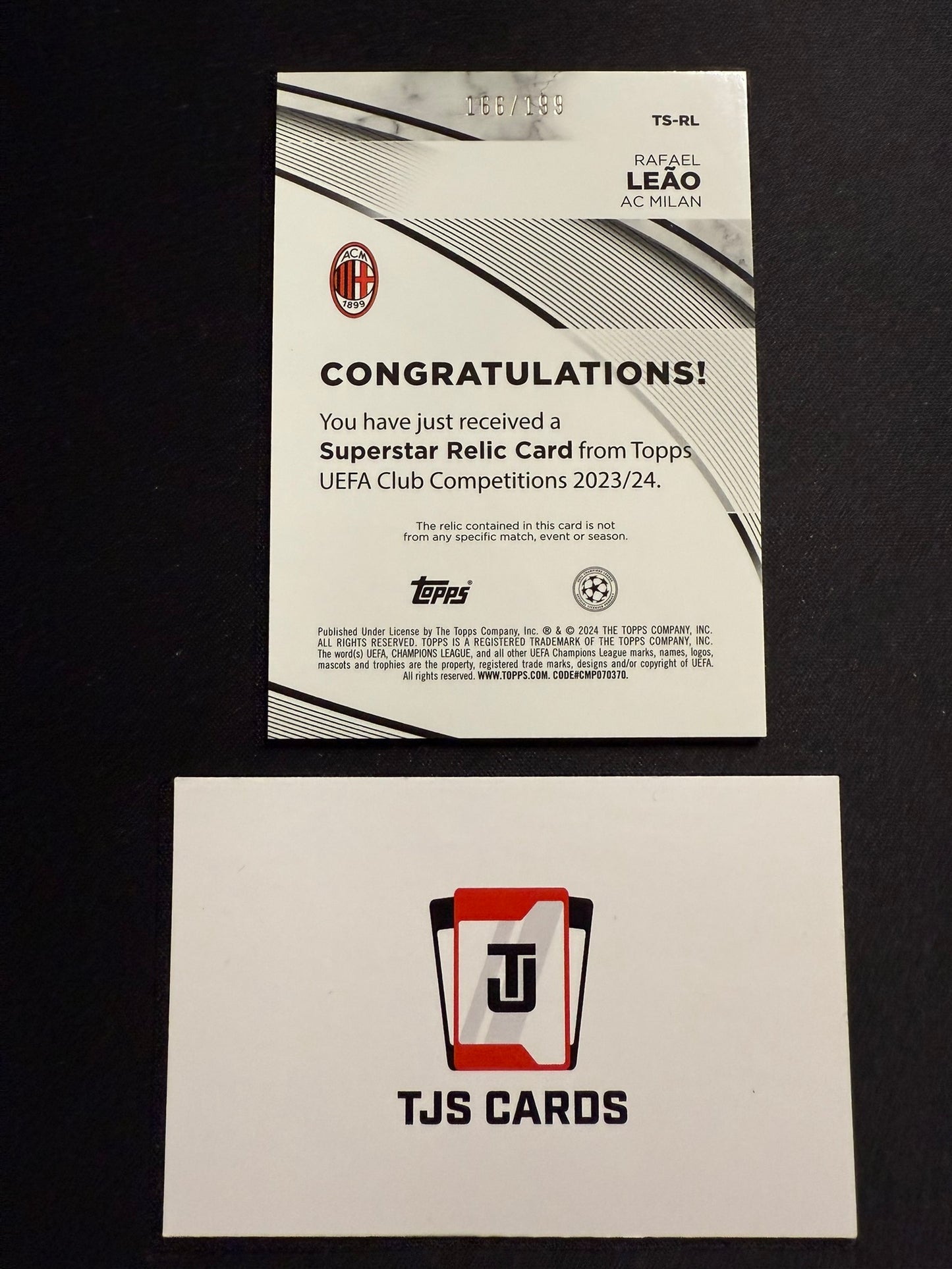 Rafael Leao - Green Match-Worn Patch /199 - TOPPS UCC 2023/24